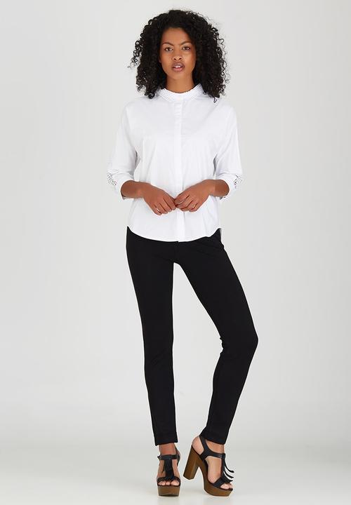 Suzanne Betro - Lace Trim Poplin Shirt White