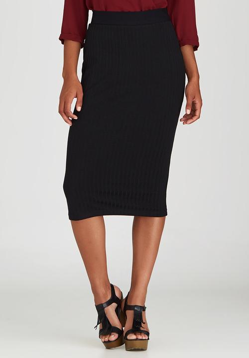 Suzanne Betro - Rib Pencil Skirt Black