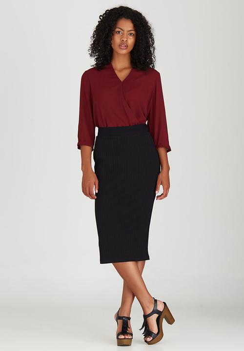 Suzanne Betro - Rib Pencil Skirt Black