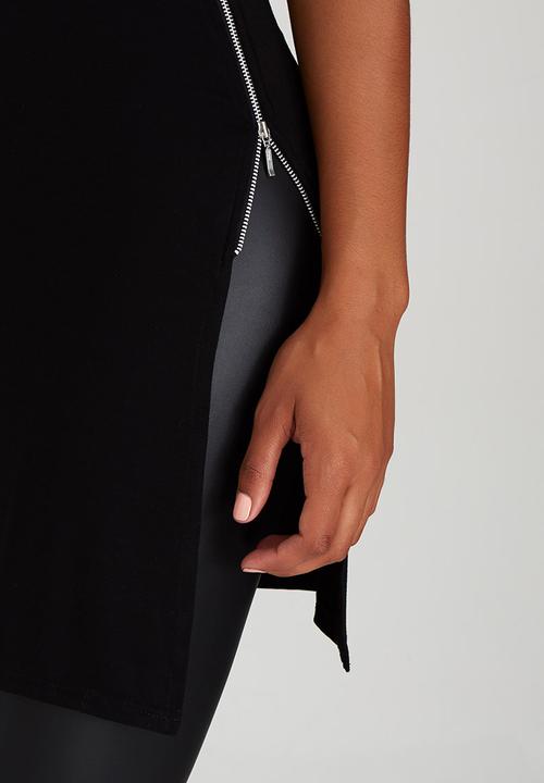 STYLE REPUBLIC - Zip Detail Tank Top Black