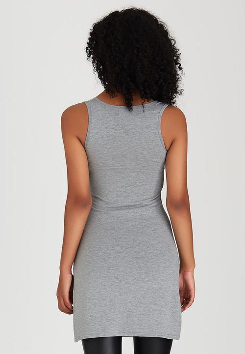 STYLE REPUBLIC - Zip Detail Tank Top Grey Melange