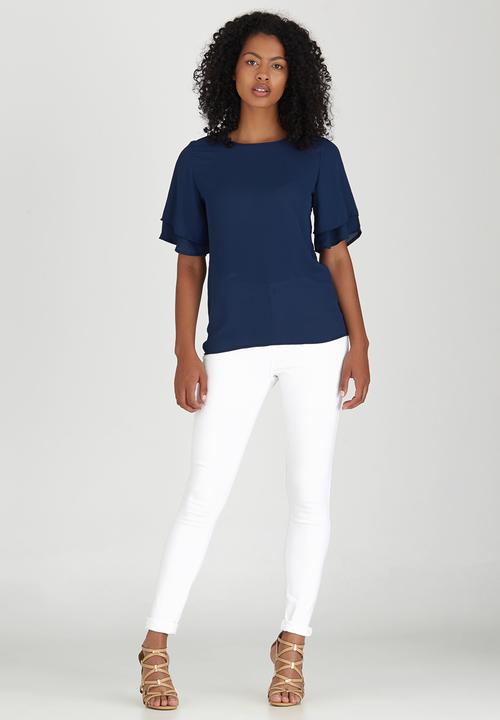 edit - Volume Sleeve Blouse Navy