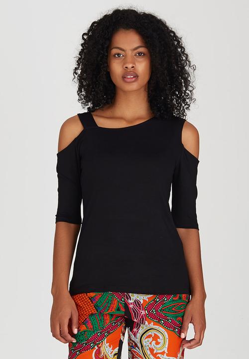 Slick - Lilly  Open Shoulder Tee Black