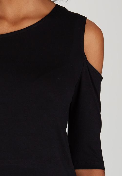 Slick - Lilly  Open Shoulder Tee Black