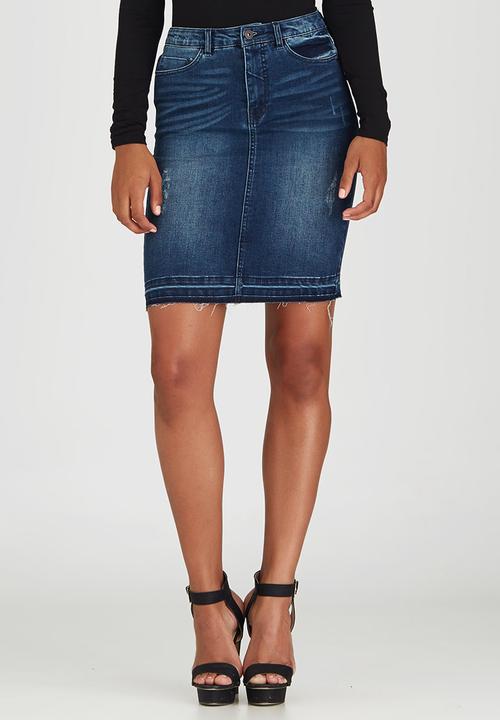 ONLY - Jessica Denim Pencil Skirt Dark Blue