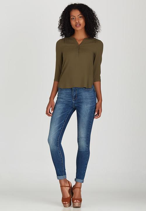 ONLY - Crochet Insert Sleeve Shirt Khaki Green