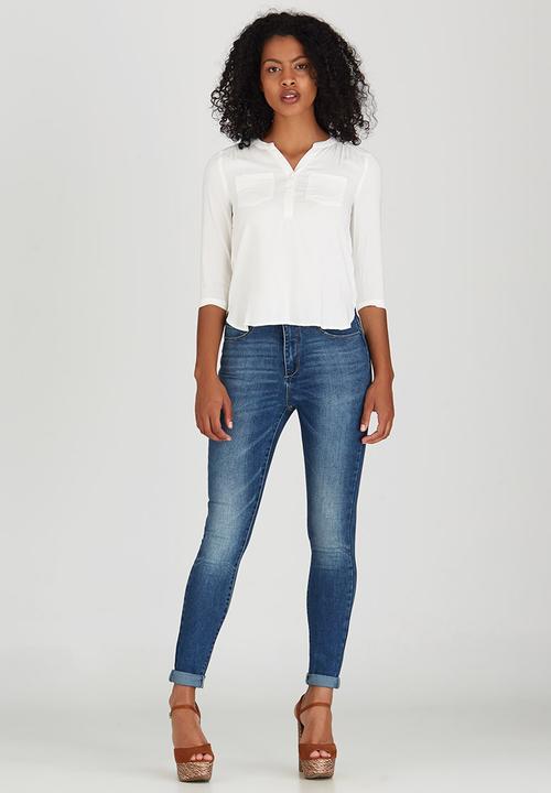 ONLY - Crochet Insert Sleeve Shirt Cream