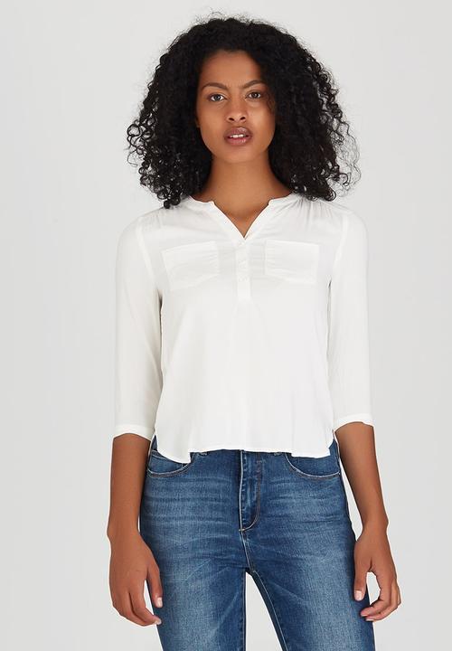 ONLY - Crochet Insert Sleeve Shirt Cream
