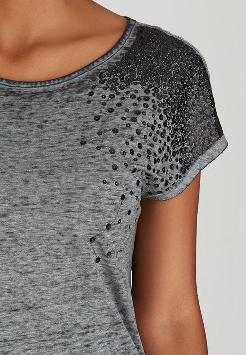 ONLY - Eagle Sequins Detail Tee Grey