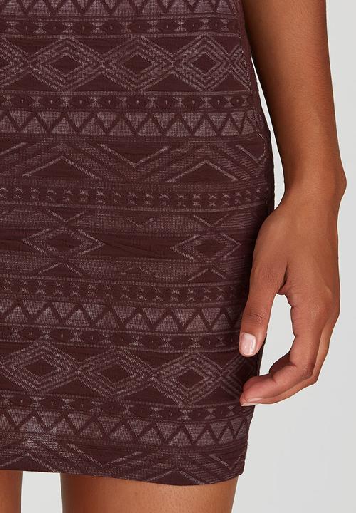 ONLY - New Vigga Textured Pencil Skirt Dark Red