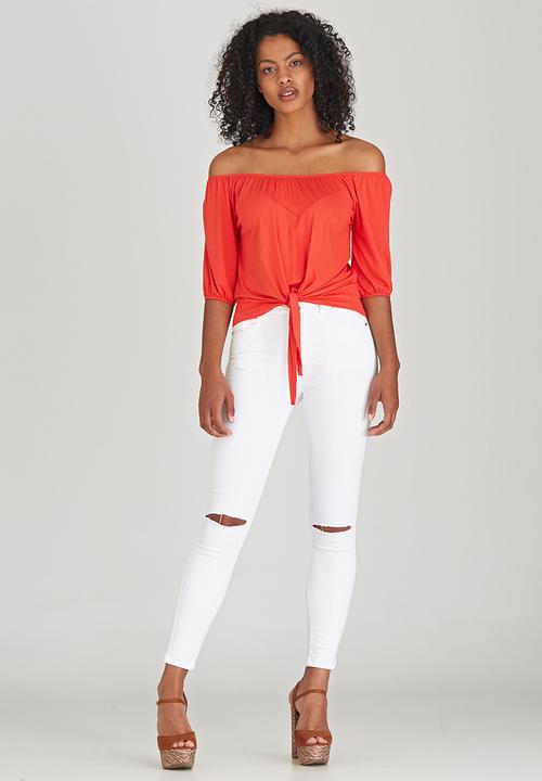 c(inch) - Tie Front Top Orange