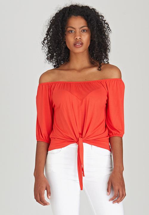 c(inch) - Tie Front Top Orange