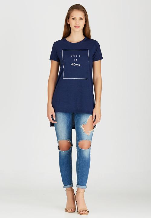 c(inch) - High-low T-shirt Navy