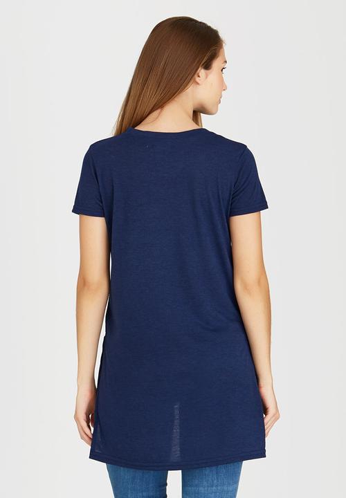 c(inch) - High-low T-shirt Navy