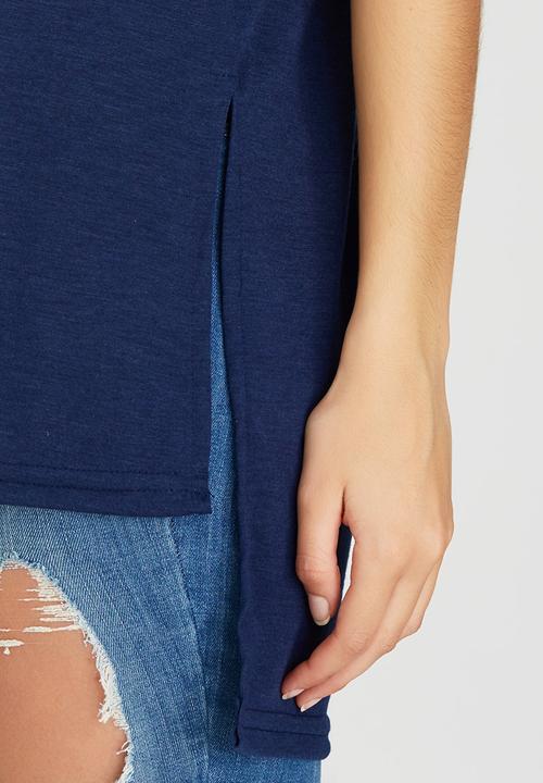 c(inch) - High-low T-shirt Navy