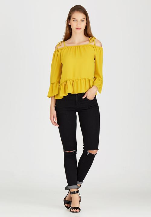 c(inch) - Cold Shoulder Blouse Yellow