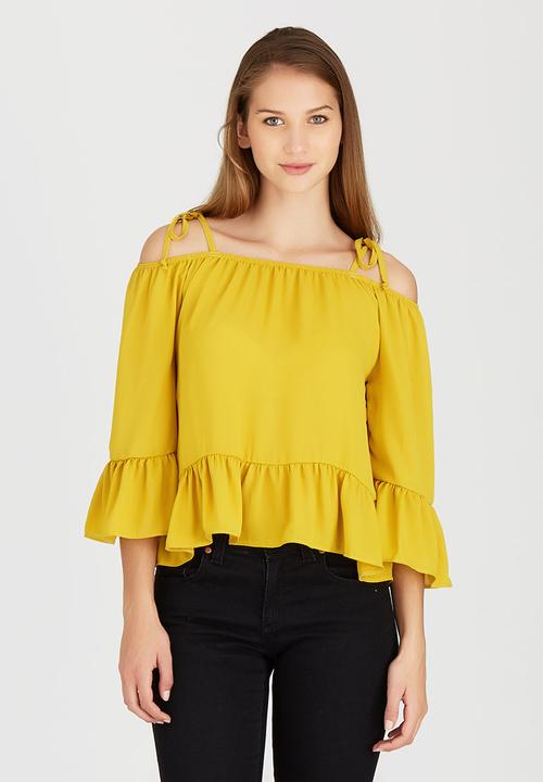c(inch) - Cold Shoulder Blouse Yellow