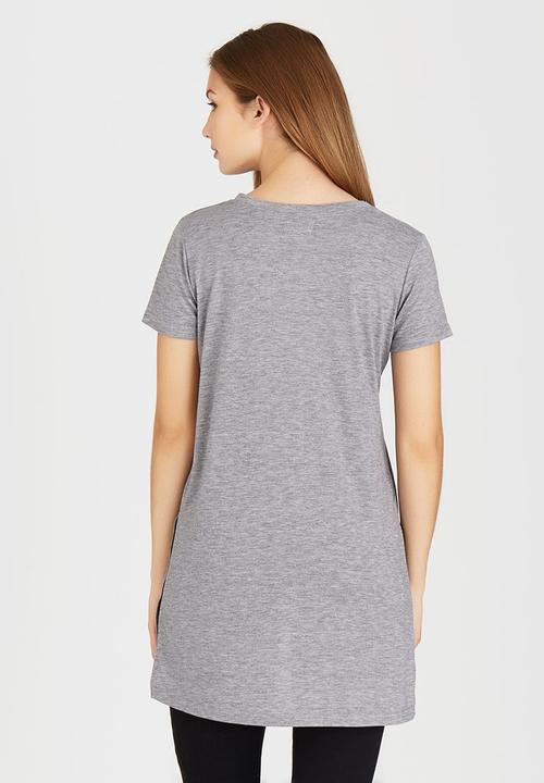 c(inch) - High-low T-shirt Pale Grey