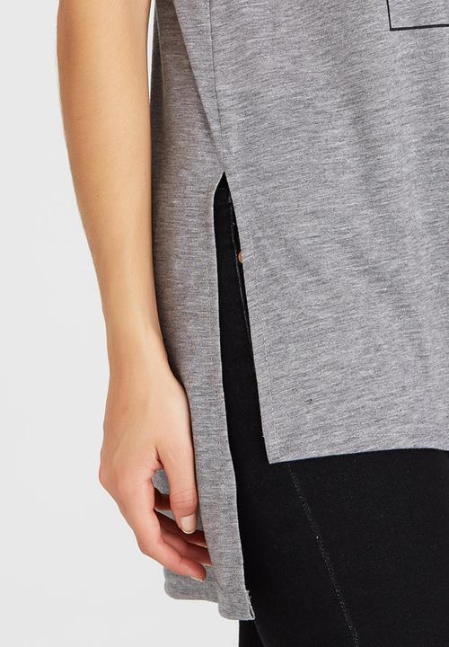 c(inch) - High-low T-shirt Pale Grey