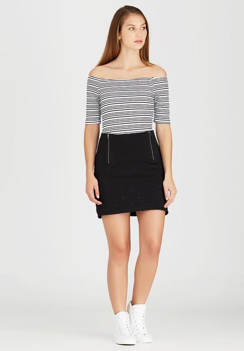c(inch) - Double Zip Mini Skirt Black