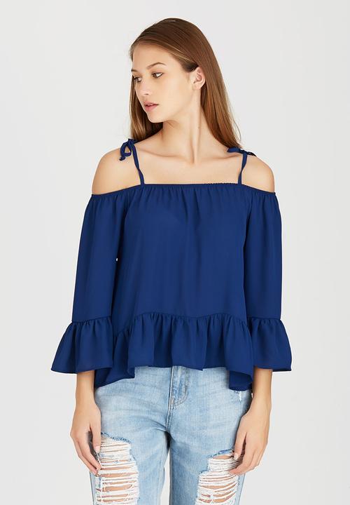 c(inch) - Cold Shoulder Blouse Navy