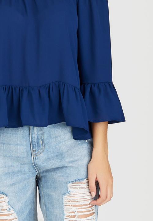 c(inch) - Cold Shoulder Blouse Navy
