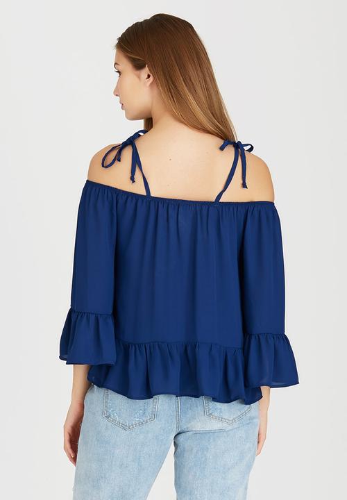 c(inch) - Cold Shoulder Blouse Navy