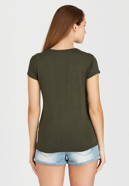 c(inch) - Lace-up T-shirt Dark Green