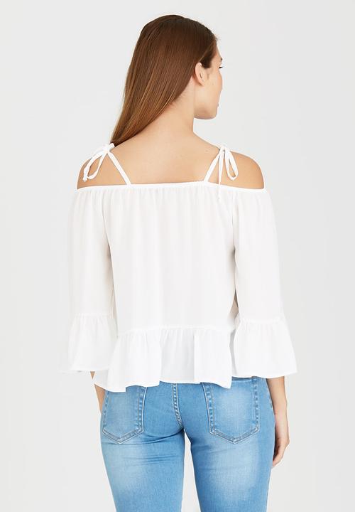 c(inch) - Cold Shoulder Blouse White