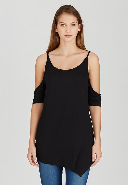 STYLE REPUBLIC - Cold Shoulder Tunic Black
