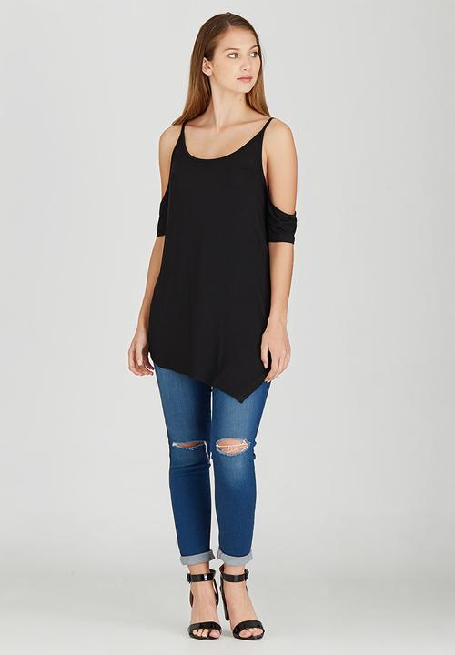 STYLE REPUBLIC - Cold Shoulder Tunic Black