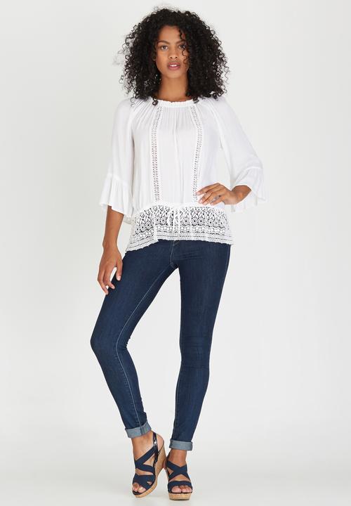 cath.nic - Lace Detail Short Sleeve Woven Blouse White