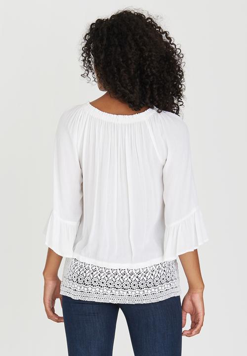 cath.nic - Lace Detail Short Sleeve Woven Blouse White