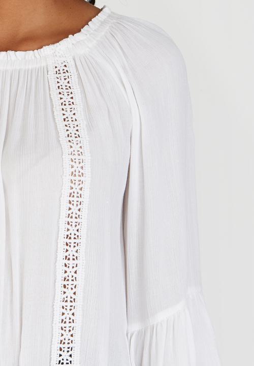 cath.nic - Lace Detail Short Sleeve Woven Blouse White