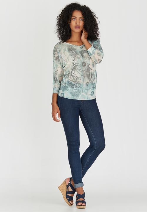 cath.nic - Multicolour Floral Mesh Knit Top Mid Green