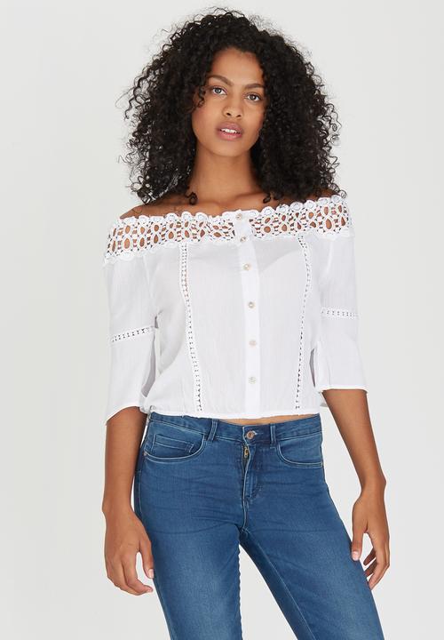 edit - Gypsy Blouse with Crochet Trim White