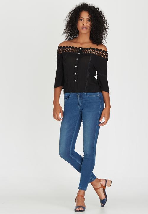 edit - Gypsy Blouse with Crochet Trim Black