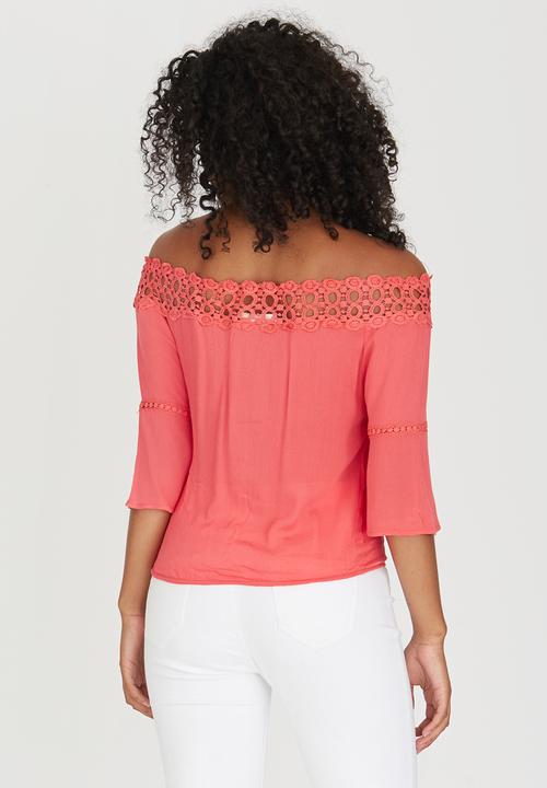 edit - Gypsy Blouse with Crochet Trim Coral