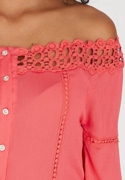 edit - Gypsy Blouse with Crochet Trim Coral