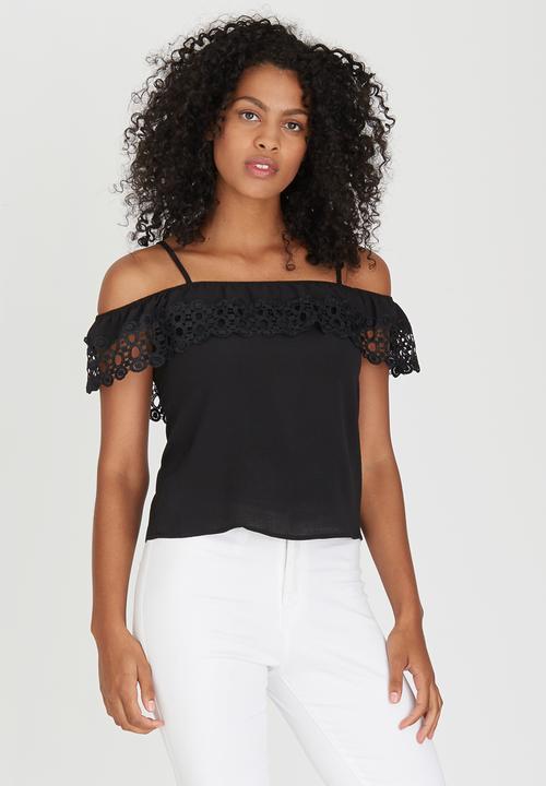 edit - Cami with Crochet Trim Black