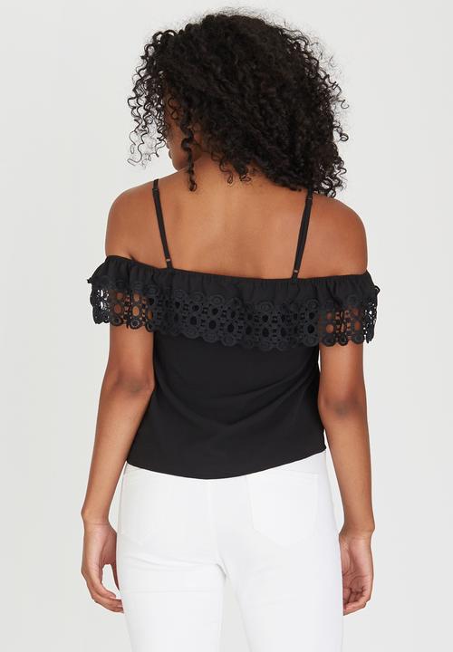 edit - Cami with Crochet Trim Black