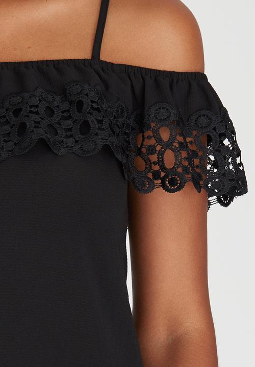 edit - Cami with Crochet Trim Black