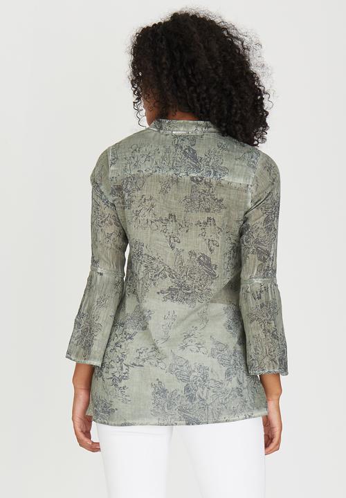 G Couture - Lace-up Tunic Mid Green