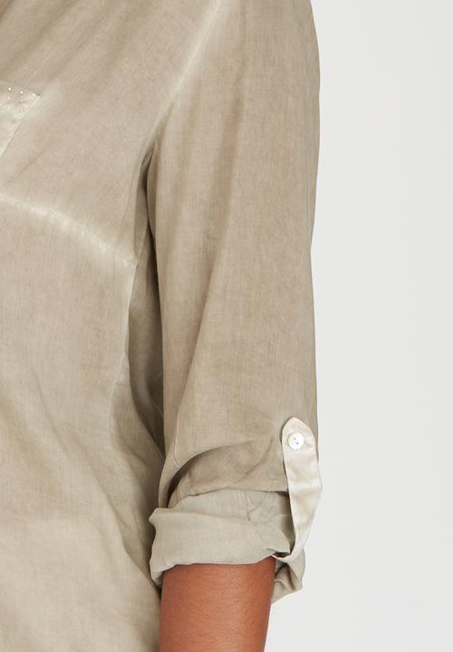 G Couture - Top with Lurex Rhinestone Detail Stone