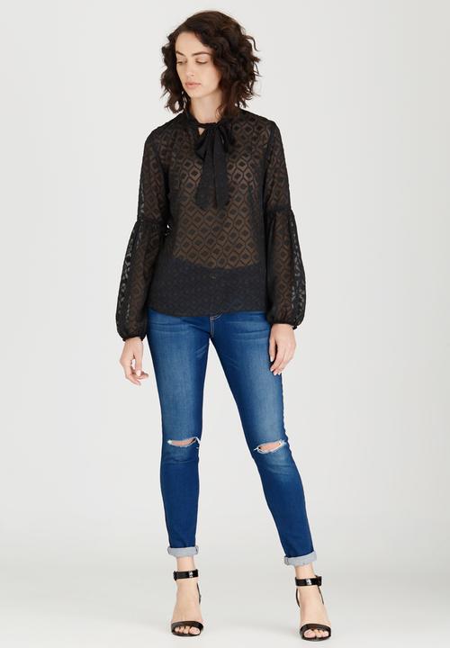 STYLE REPUBLIC - Kitty Bow Blouse Black