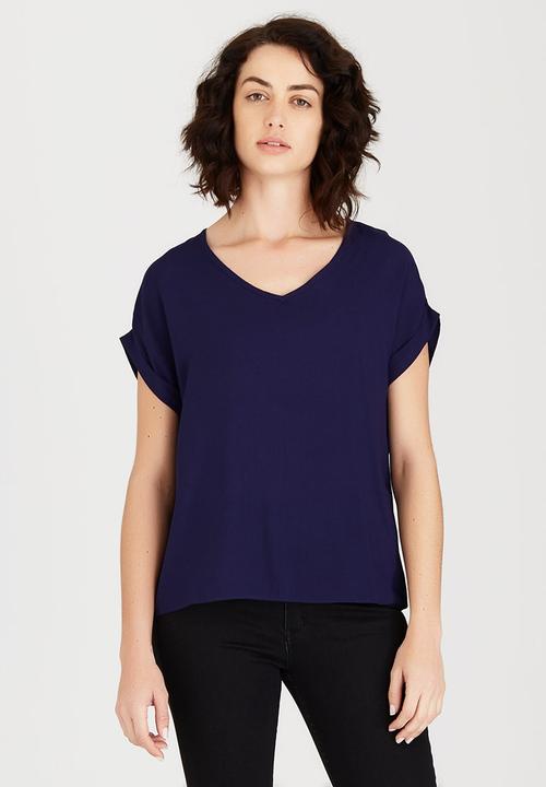 edit - Woven T-shirt with Turn-up Cuffs Navy