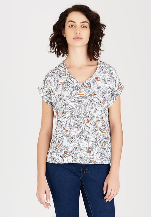 edit - Woven T-shirt with Turn-up Cuffs Multi-colour