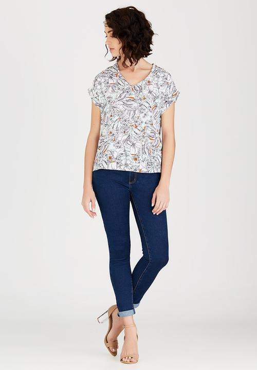edit - Woven T-shirt with Turn-up Cuffs Multi-colour