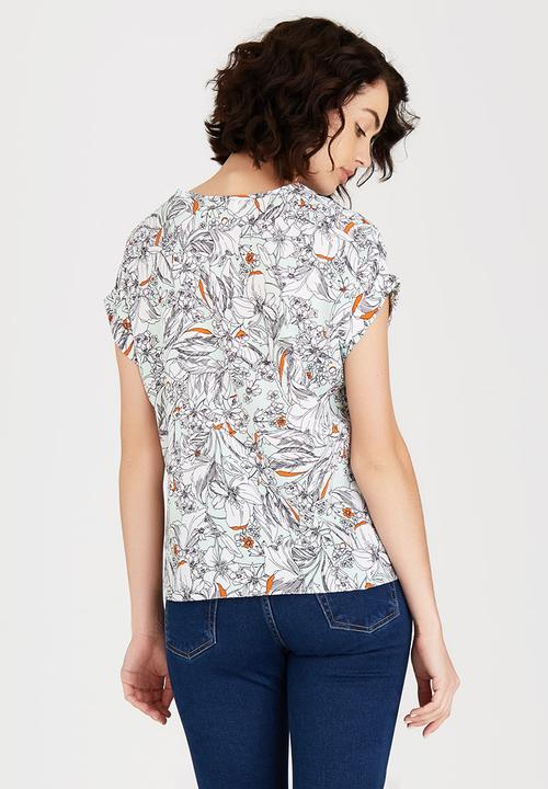 edit - Woven T-shirt with Turn-up Cuffs Multi-colour
