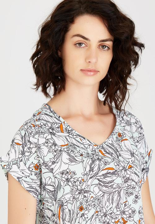 edit - Woven T-shirt with Turn-up Cuffs Multi-colour